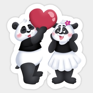 Cute Panda Couple Happy Valentine's Day Sticker